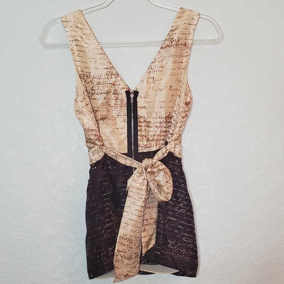 BCBGMAXAZRIA Silk Tie Waist Sleeveless Top - Picture 2 of 7